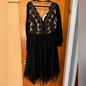 City Chic Black Tulle and Lace Dress sz 16